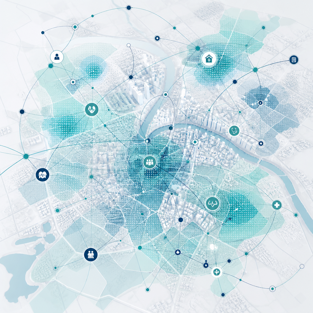 Population health data map with linked care pathways